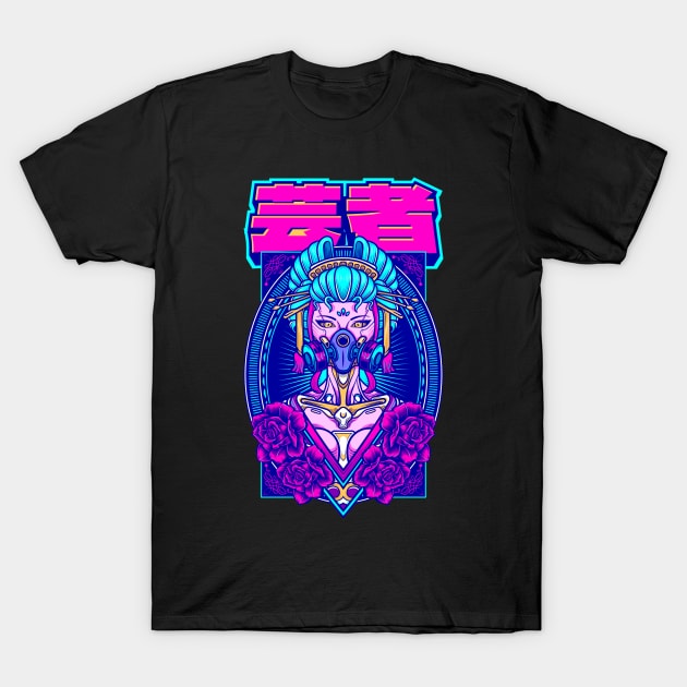 Cyber Geisha Aesthetic Japanese T-Shirt by Alex21